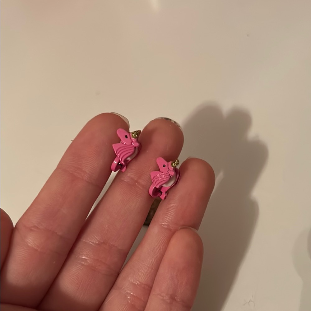 Pink unicorn clip on earrings